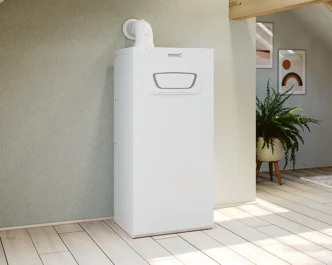 Piec gazowy stojący w pomieszczeniu Brotje BBK EVO