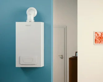 Piec gazowy Broetje WHBC wiszący na ścianie