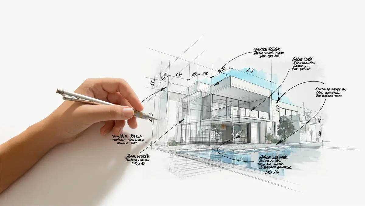 Projekt domu z pompą ciepła - szkic poglądowy