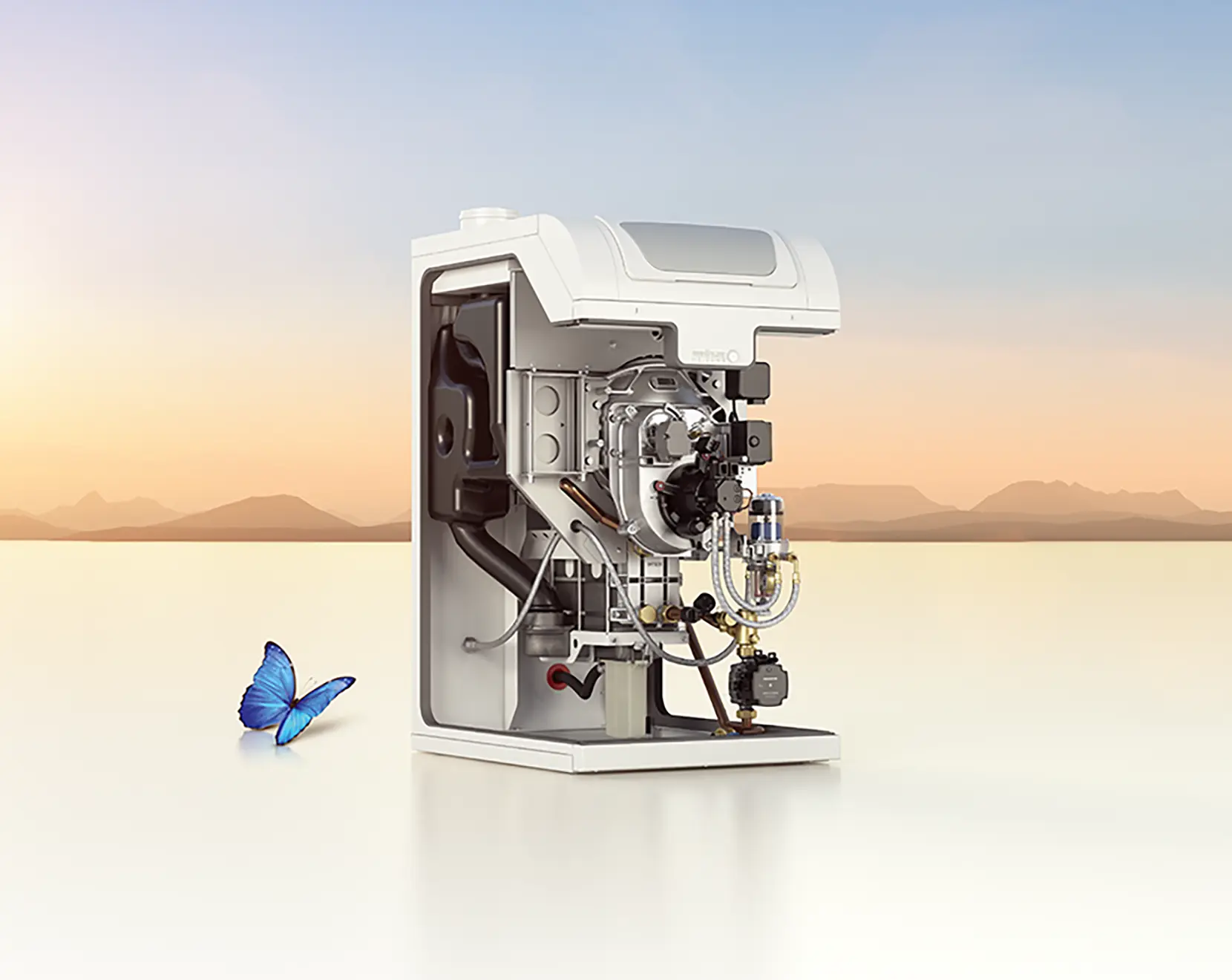 Kocioł kondensacyjny olejowy stojący Broetje BOB - wizualizacja, przekrój