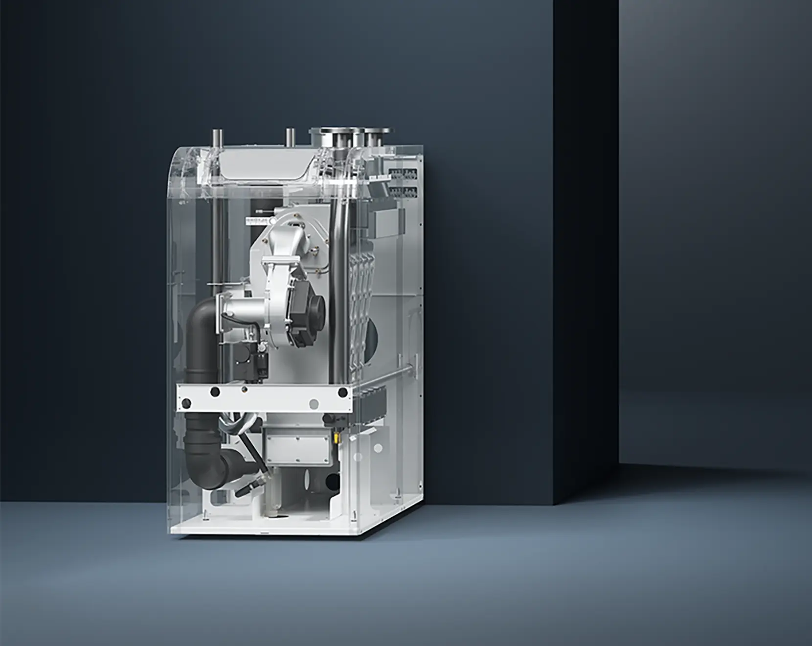 Kocioł kondensacyjny stojący Brotje o dużej mocy - przekrój